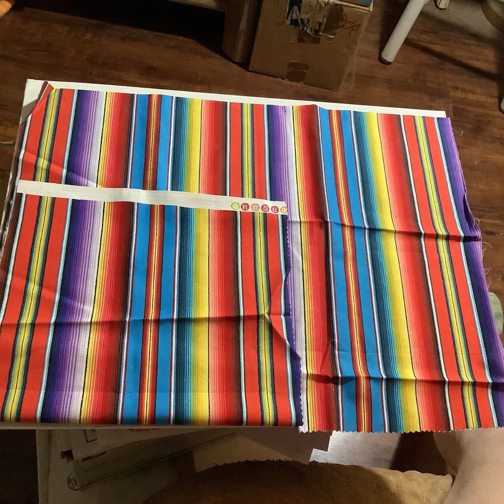 Bright Mexican Striped Cotton Fabric Remnant